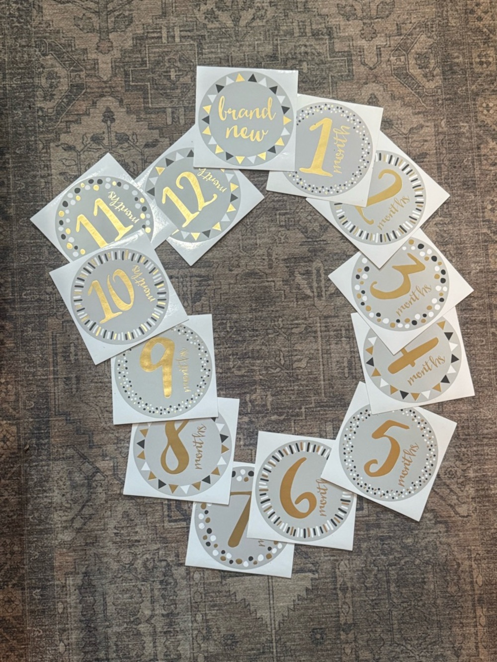 Monthly Baby Milestone Stickers  - Gold & Gray